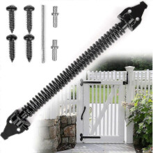 Self Closing Gate Spring Hardware Adjustable Metal Spring Closure for Light To Heavy Duty Wooden Gates Door Fence Black