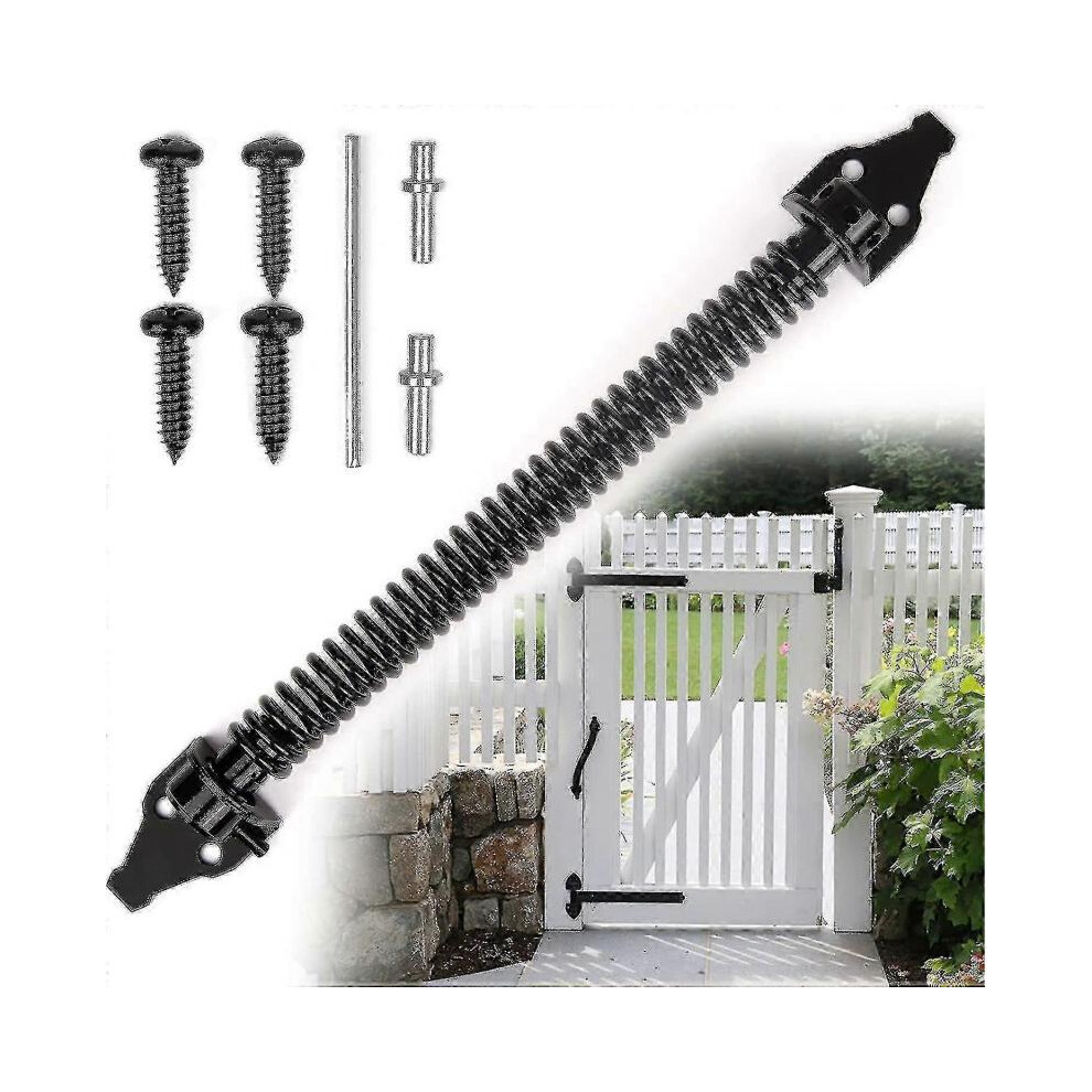 Self Closing Gate Spring Hardware Adjustable Metal Spring Closure For Light To Heavy Duty Wooden Gates Door Fence Black 5004229709428