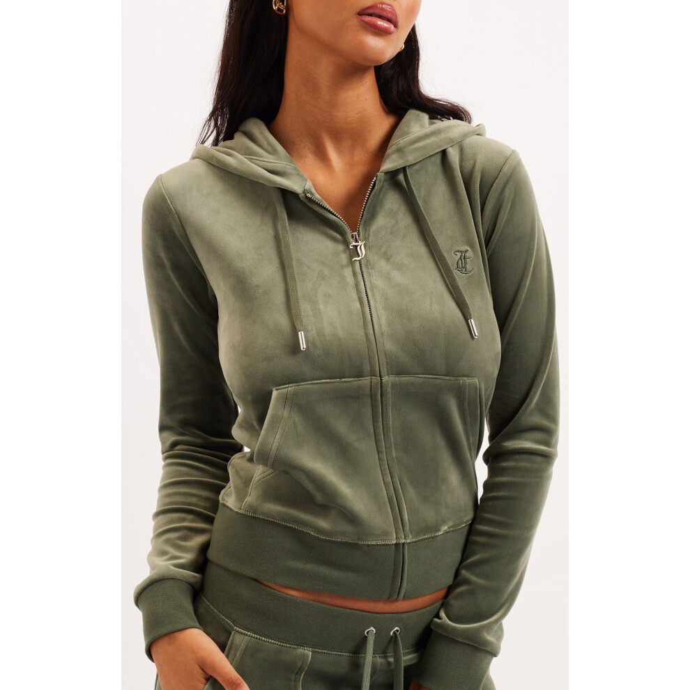 (Not Specified, L) Juicy Couture Robertson Classic Jacket Polyester Women's Green Hooded Sweatshirt