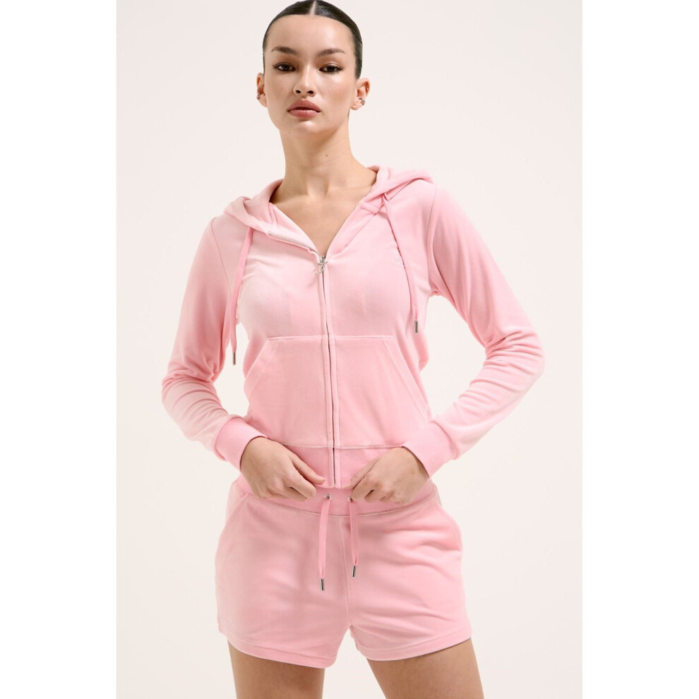 (Pink, S) Juicy Couture Robertson Classic Jacket Polyester Women's Pink Hooded Sweatshirt