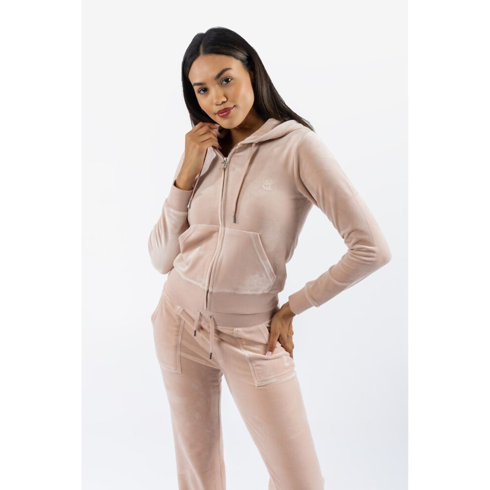 (Pink, XS) Juicy Couture Robertson Classic Jacket Polyester Women's Rose Dust Hooded Sweatshirt