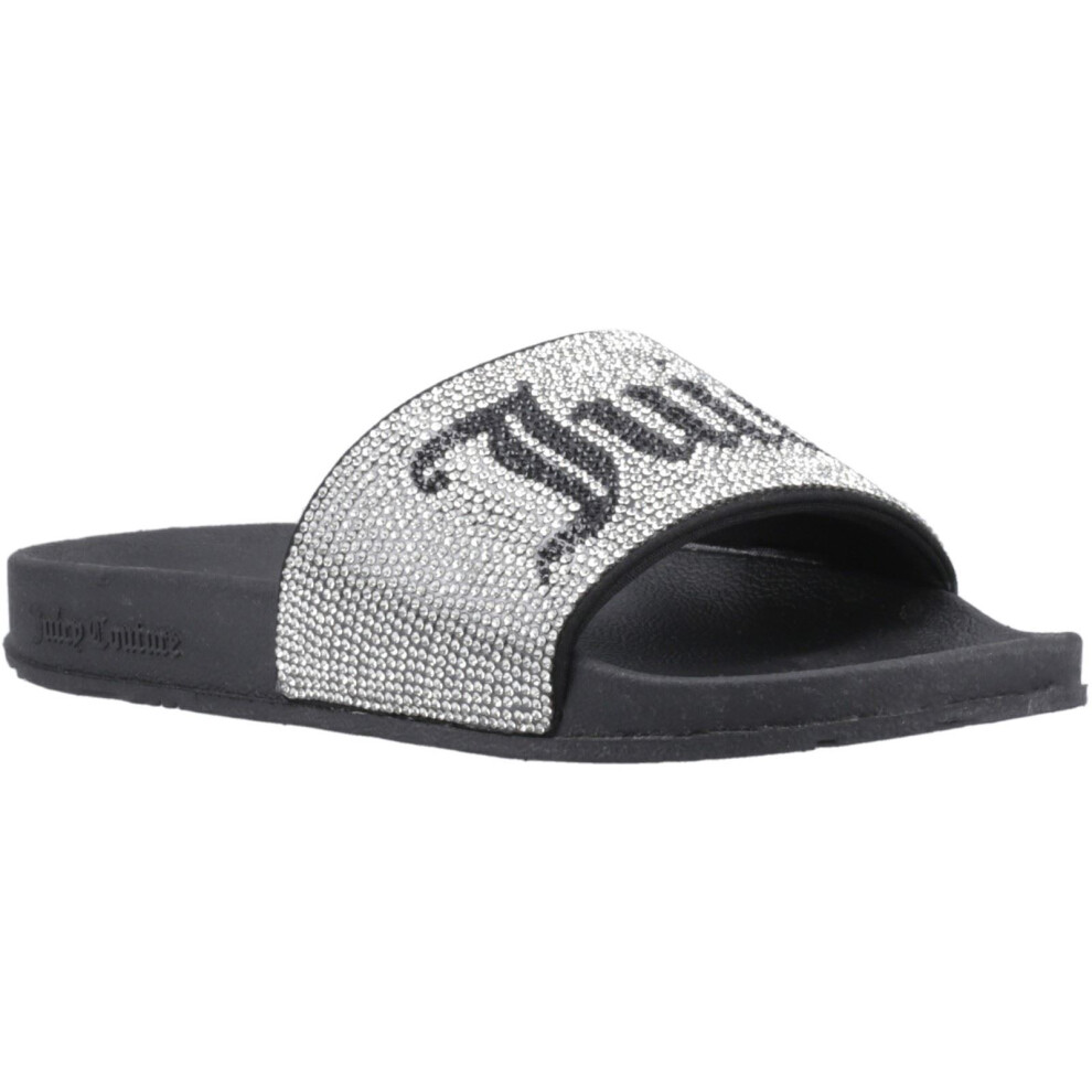 (Silver, 4 (Adults')) Juicy Couture DONNA Women's Silver Slides