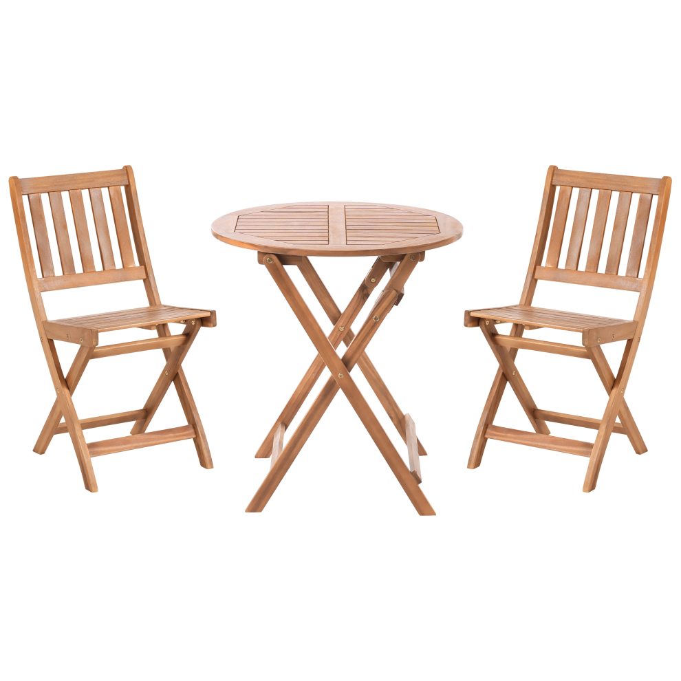 Bistro Set Folding FEBBIO Certified Acacia Wood Brown