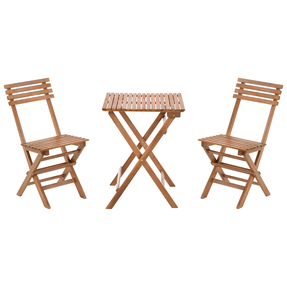 Bistro Set Folding SOLAROLO Certified Acacia Wood Brown