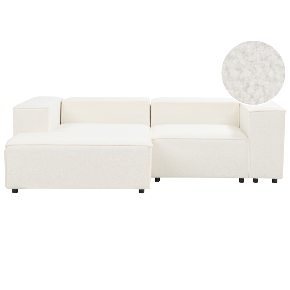 Right Hand 2 Seater Modular Boucle Corner Sofa White APRICA