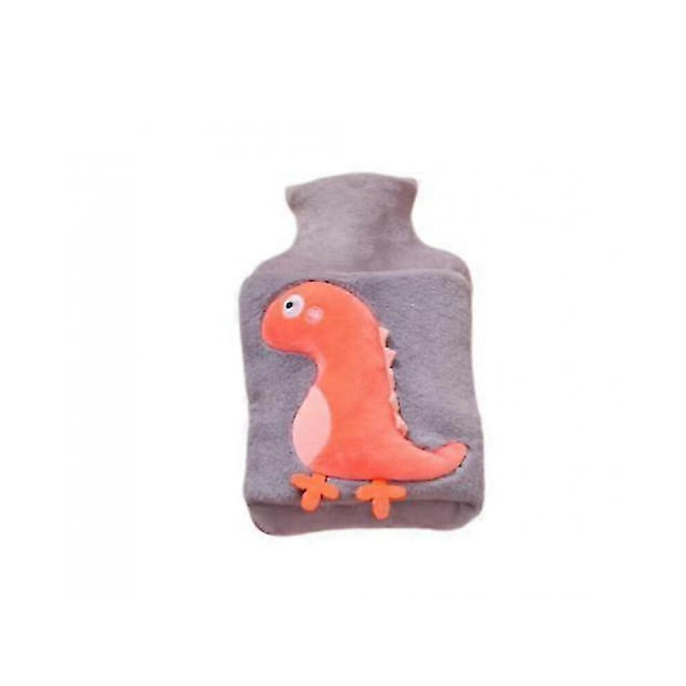 (2L, Gray) Cute Dinosaur Hot Water Bottles with Cover,Large Thickened Delicate Plush Hot Water Bottle Hot Water Bag for Pain Relief,Children