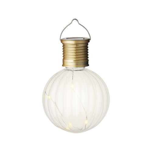 Hanging Solar Light Bulb Lantern Clear Garden Solar Warm White LEDs 1