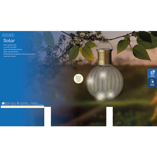 Hanging Solar Light Bulb Lantern Clear Garden Solar Warm White LEDs 2