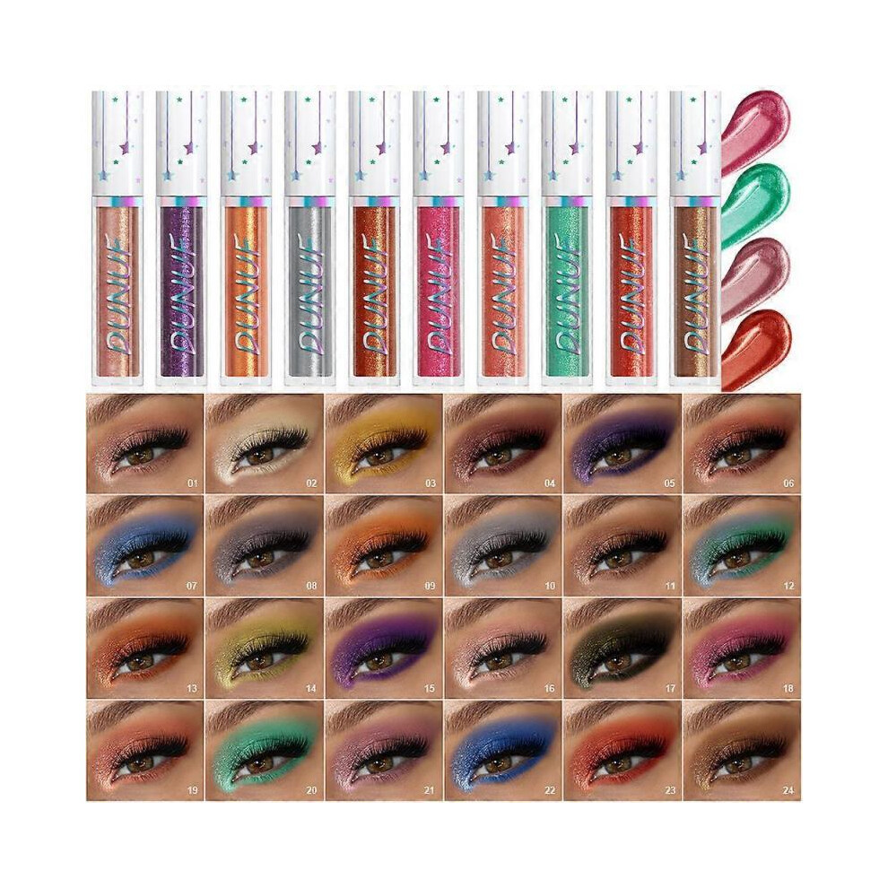(6pcs Set C 13-18) Liquid Shimmery Glitter Eyeshadow Eyeliner, High Pigment Colored Metallic Eyeshadow Stick Eyeliner, Waterproof Long Lastin, 6pcs Se