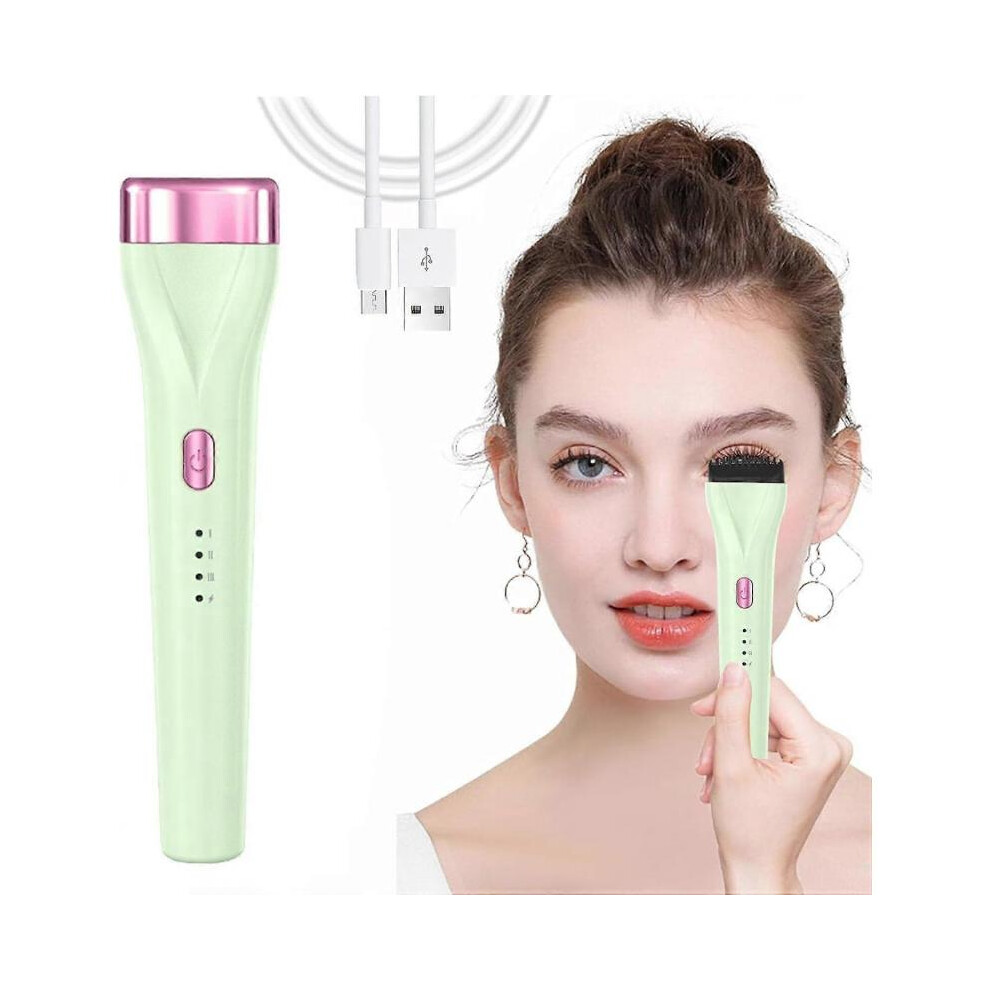Green (Green) Heated Eyelash Curler, Electric Lash Curler Rapid Heated Eyelash Curlers With 3 Temperature For Long Lasting Perfect Curling Eyelashes