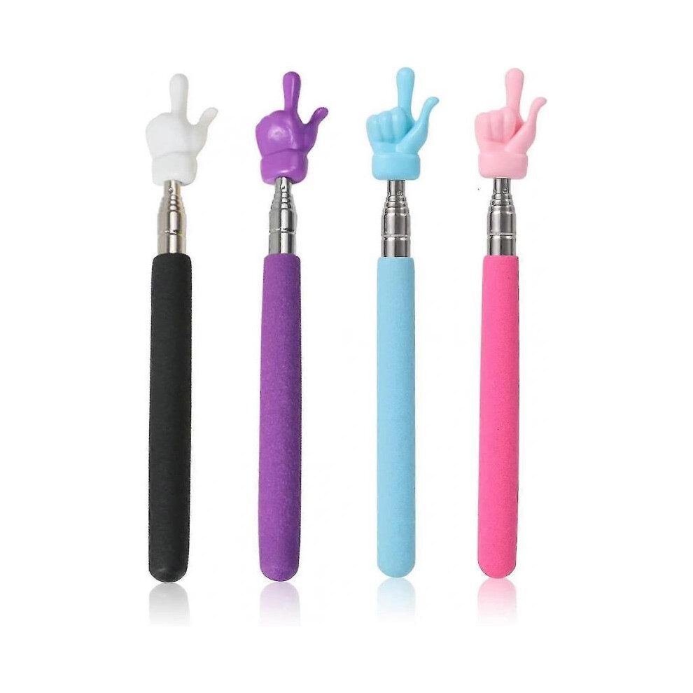 2024 4pcs Telescopic Teachers Pointer, Mini Hand Pointers Finger Pointer Stick Finger Pointer for School Kindergarten Teacher