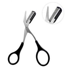 Ciseaux professionnels de précision pour sourcils Outil de beauté avec peigne et poignées antidérapantes Noir argenté pour les sourcils