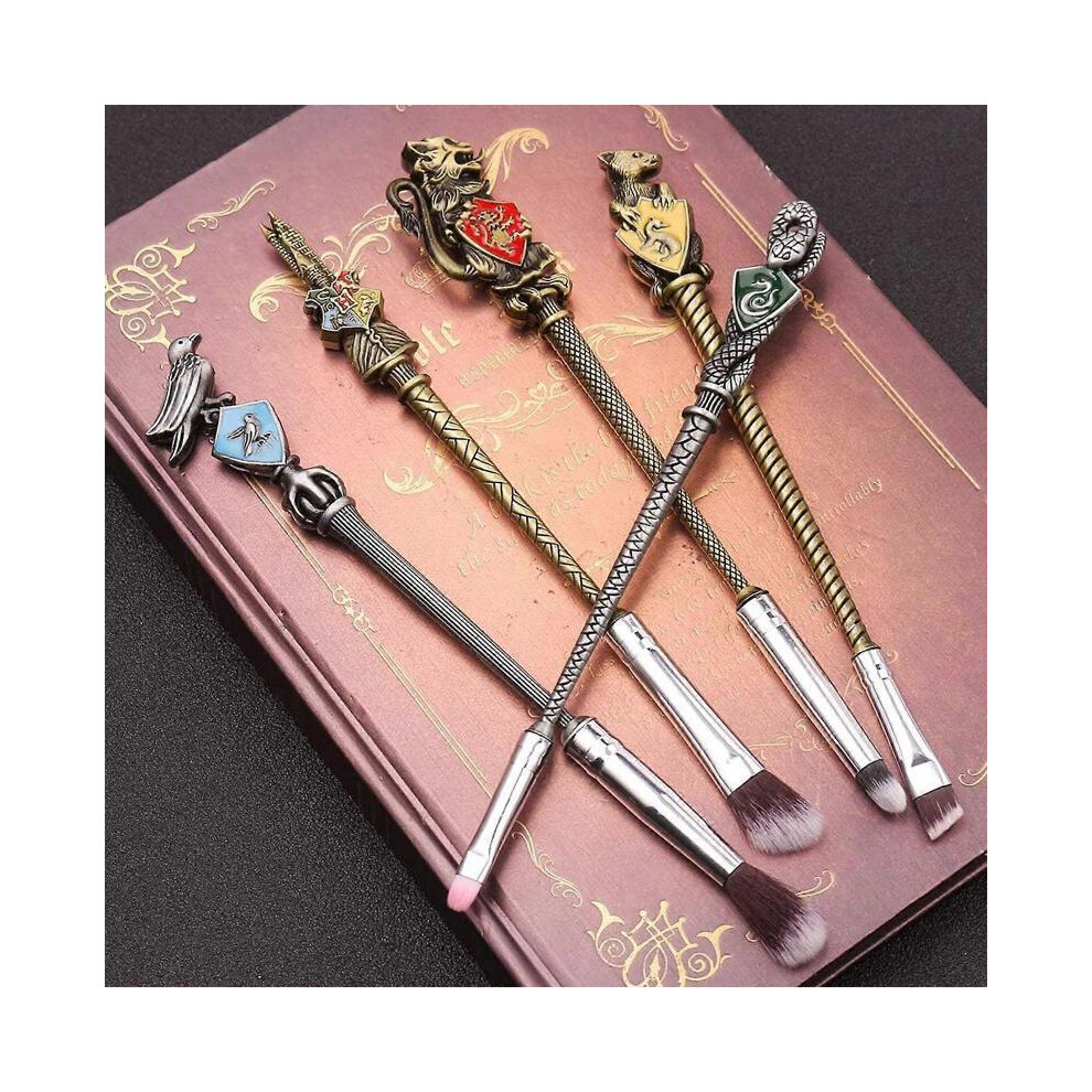 Bronze (Bronze) Makeup Brushes Set, Metal Wizard Wand Makeup Brushes Set For Women Magic Eye Shadow Eyeliner Blending Lip Brush