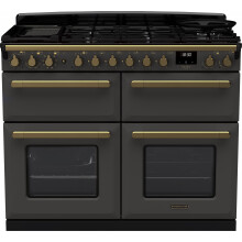 Rangemaster Estel Deluxe 110cm Dual Fuel Range Cooker - Slate / Antique Brass - A/A Rated