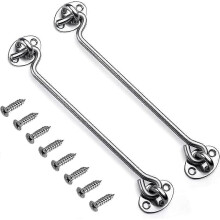 (As show, One size) 10 Inch Hook and Eye Latch Grey Cabin Patio Door Hook and Eye White 2Pack Stainless Steel 250mm Heav