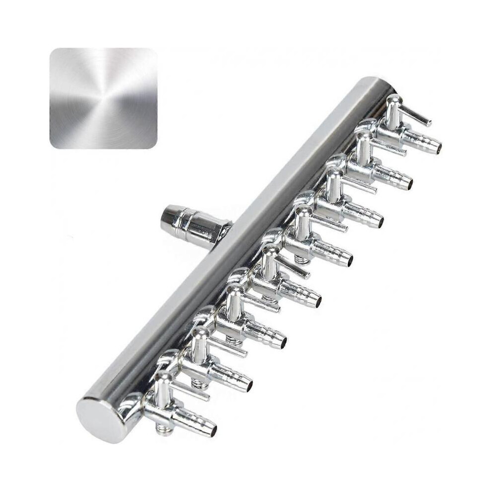 8-Way Aquarium Air Flow Control Lever Valve Chromium Copper Distributor Fish Tank Splitter