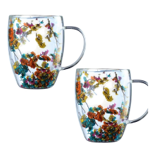 Double Wall Clear Glass Coffee Mugs Clear Glass Cups with Handle