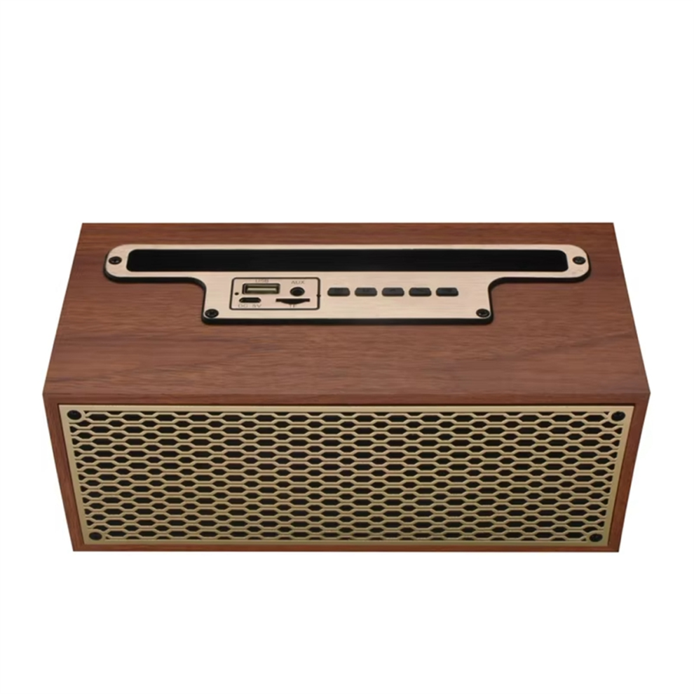 Enceinte Bluetooth FM/AM vintage en bois avec caisson de basses sans fil