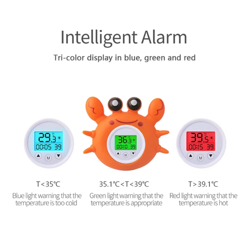 Kids Bath Thermometer with Room Temperature Tri-Color Backlit Display 1