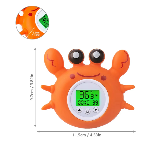 Kids Bath Thermometer with Room Temperature Tri-Color Backlit Display 2