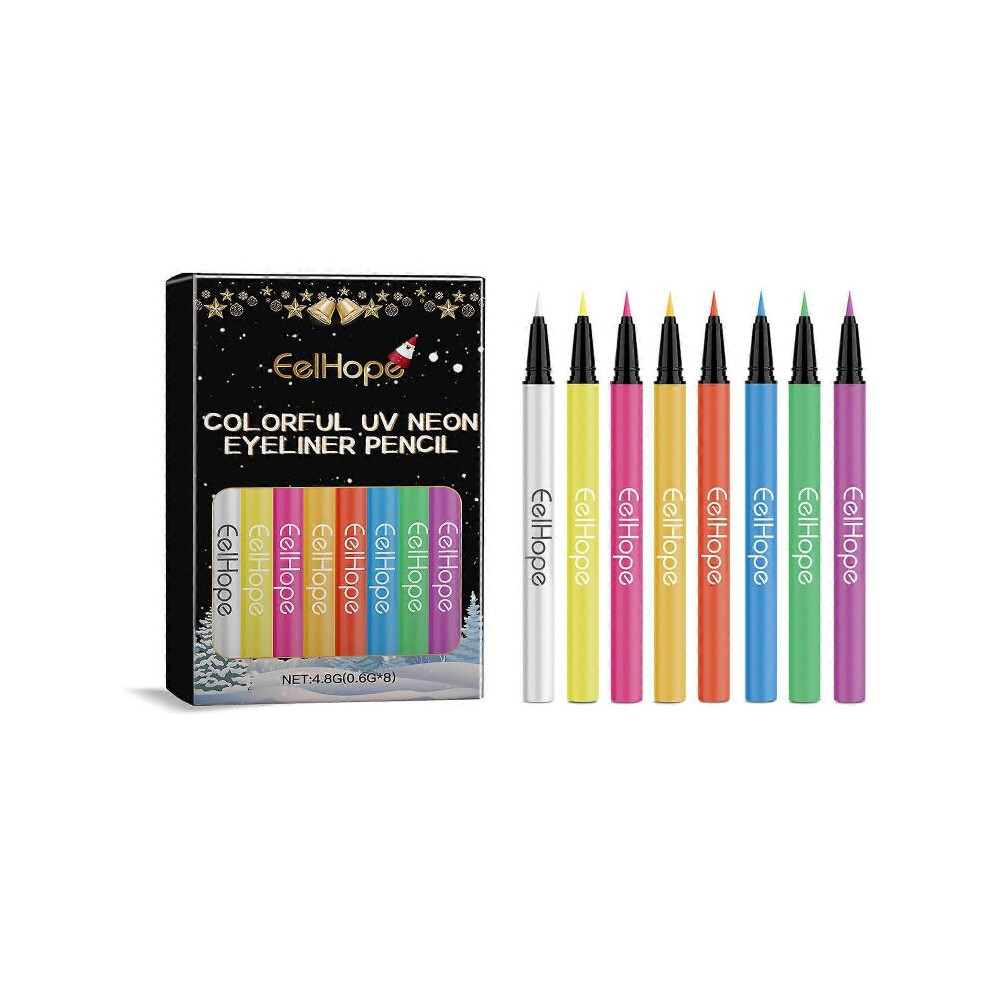 (2 Set) 8 Colors UV Neon Liquid Eyeliner Set, Matte Colorful UV Neon Eyeliner Pen, Waterproof Pigmented Graphic Liners, for Rave Accessories Party