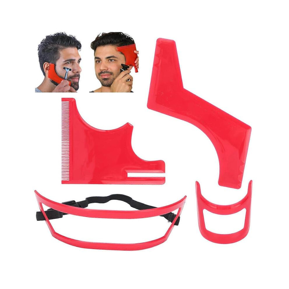 (2 Set) Beard Shaping & Haircut Tool Kit, 4pcs Beard Shaving Template Hair Styling Tool Neckline Cutting Template Guide For Men's Grooming