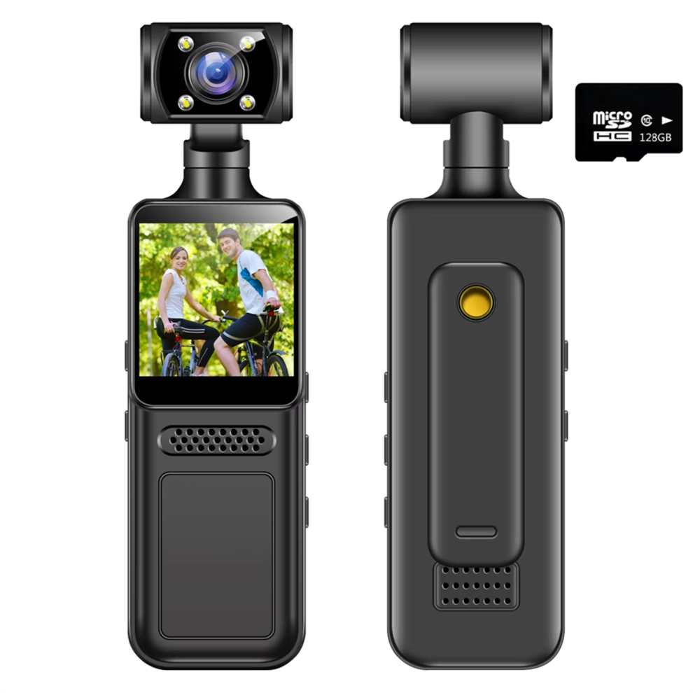 Caméra d'action de poche 4K, caméscope de sport HD, mini caméra Wi-Fi 128 Go