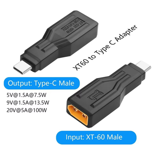 Φόρτιση από αρσενικό XT60 σε αρσενικό Type-C 100W 20V 2