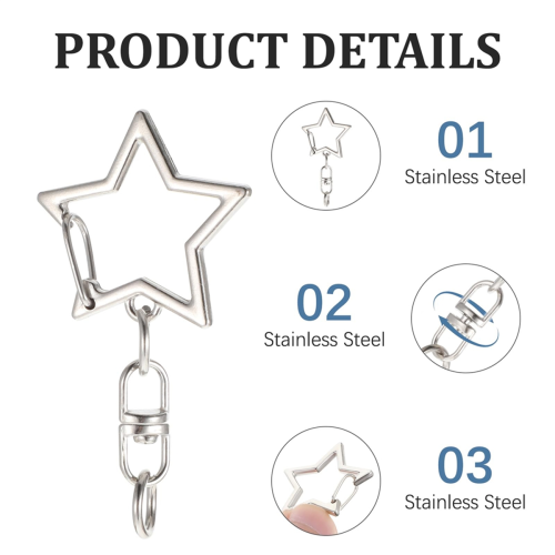 50Pc Star Shaped Keychain Clip for Jewelry Making 1