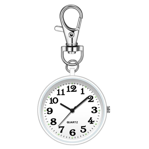 Relógio de bolso com clipe e fivela para enfermeiras, branco + branco 1
