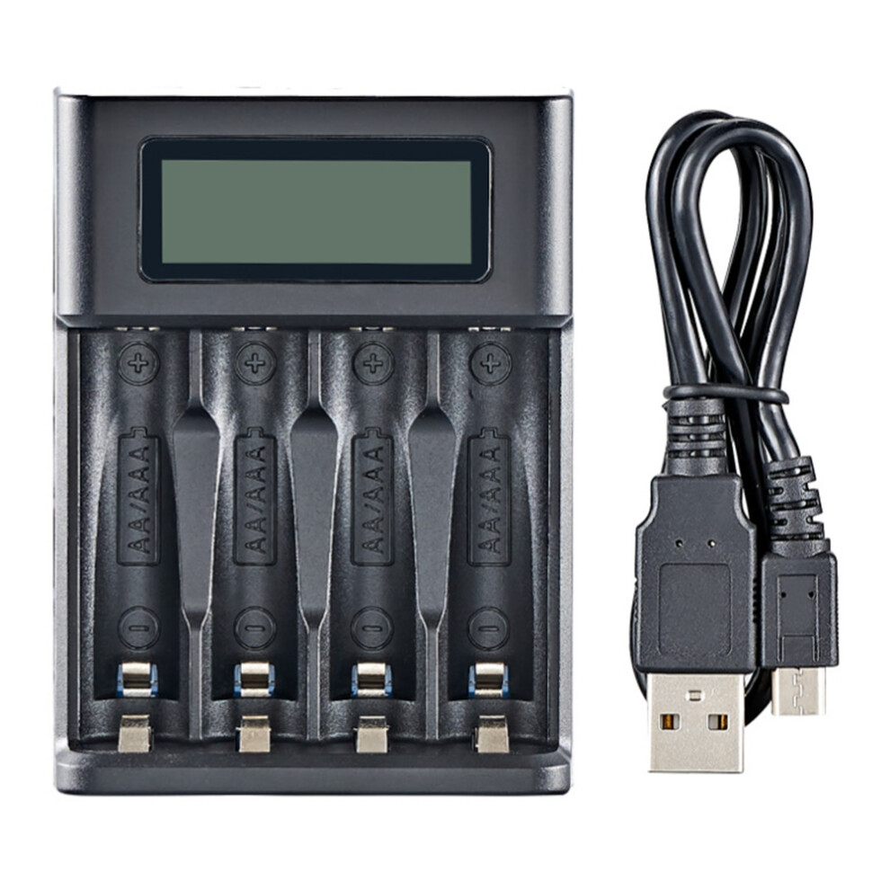 Chargeur de batterie à écran LCD à 4 emplacements pour 4 piles AA ou AAA