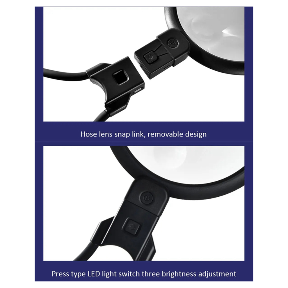 Light Hands Free Magnifying Glass,5X 15X Rechargeable Neck Wear Magnifier