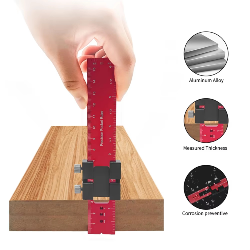Woodworking Tools Ruler - Pocket Ruler Layout Tool Aluminum 200mm 2