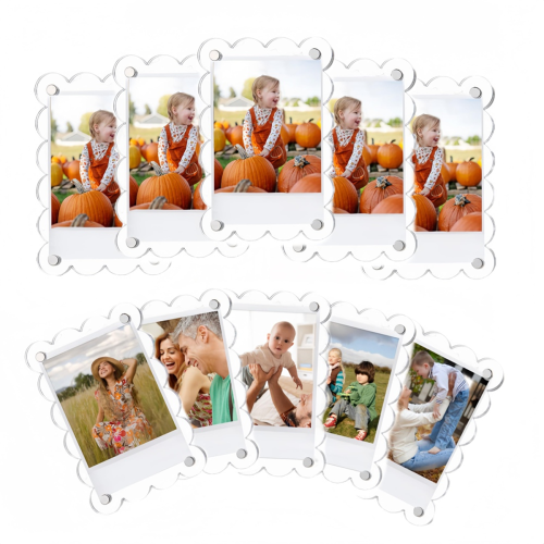 10-pack acrylic fridge frames, magnetic, scalloped, double-sided.