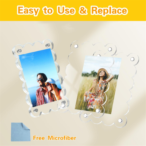 10-pack acrylic fridge frames, magnetic, scalloped, double-sided. 2