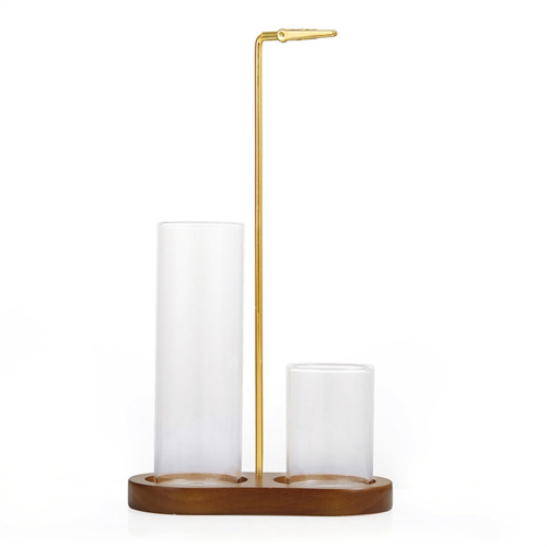 Incense Holder with Glass Ash Catcher, Dark Brown
