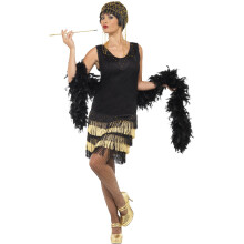 Disfraz de flapper con flecos de los a os 20 para mujer de Smiffy's, color negro, talla L (EE. UU.: 14-16)