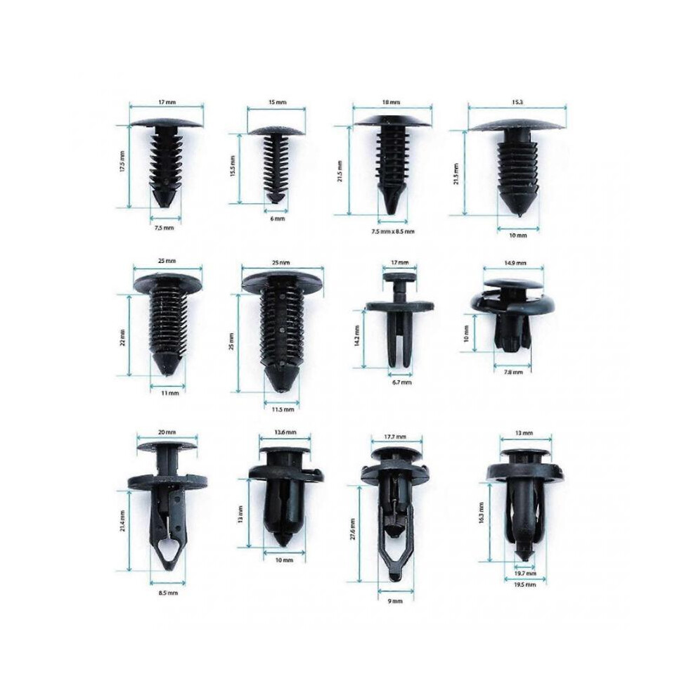 240Pcs Car Fasteners Kit | Plastic Rivets & Bumper Retainer Clips | 12 Sizes + Tool