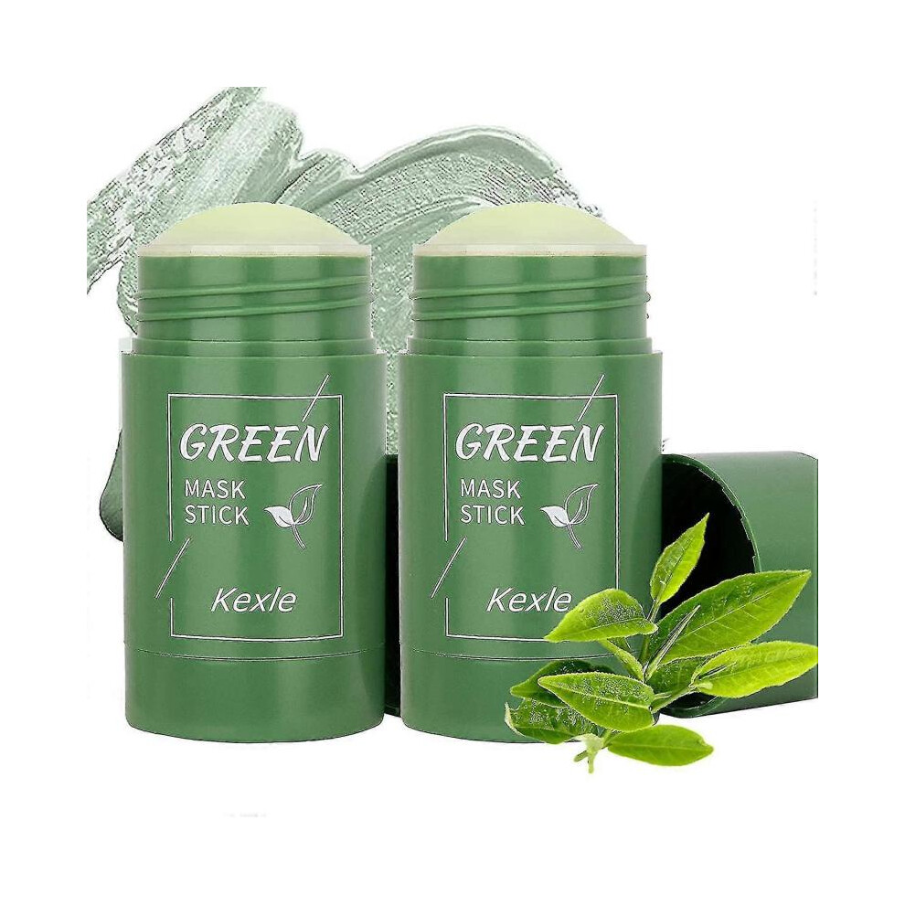 Green ( Tea) 2 Pcs Tea Mask Stick Blackhead Remover Deep Cleansing Smearing Clay Moisturizes Oil Control Purifying Clay Mask Stick