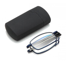 (2.5, Blue) Secure Fit Armless Ultralight Foldable Reading Glasses with Universal Pod Case
