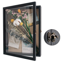 GraduatePro Shadow Box Frame 11x14 Display Case with Linen Back Real Glass Window Door with Hinge Picture Frame Wedding Bouquet Memorabilia Medals P