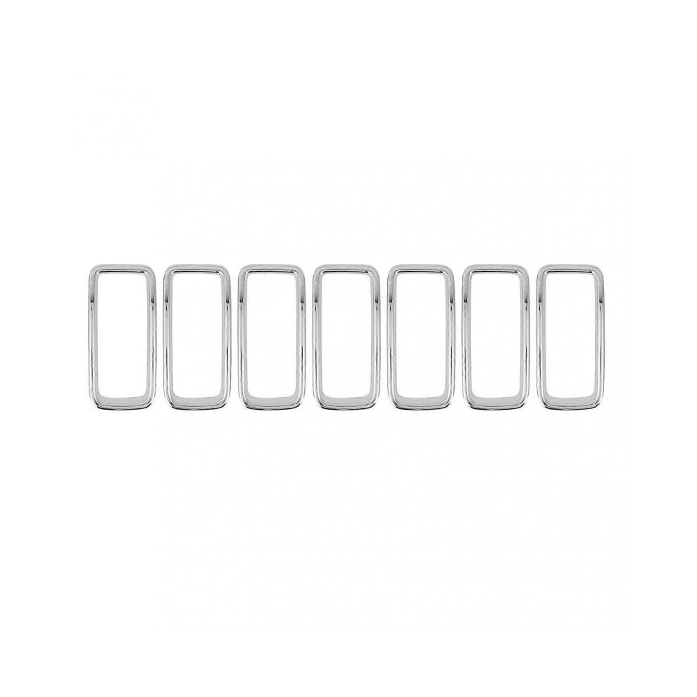 7PCS Front Grille Insert Cover Trim Frame Silver Front Bumper Grill Rings Vent Exterior Accessories for Renegade 2019 to 2022
