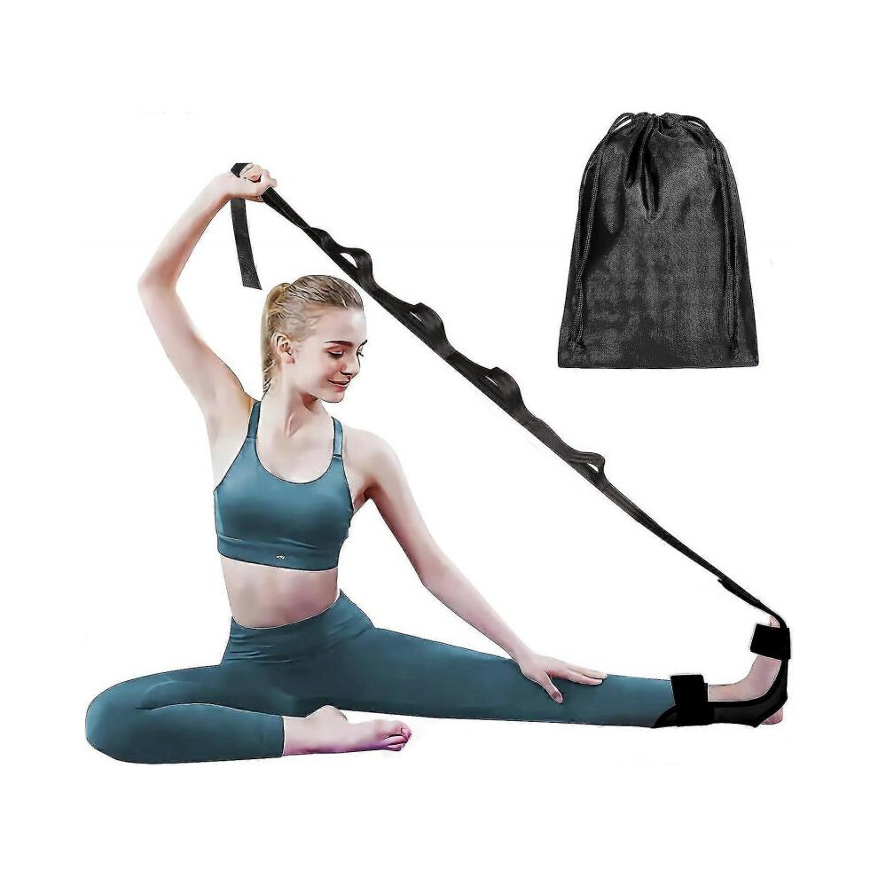 Black (Black) Foot Stretcher And Calf Stretcher For Plantar Fasciitis, Leg Stretching Strap Hamstring Stretcher