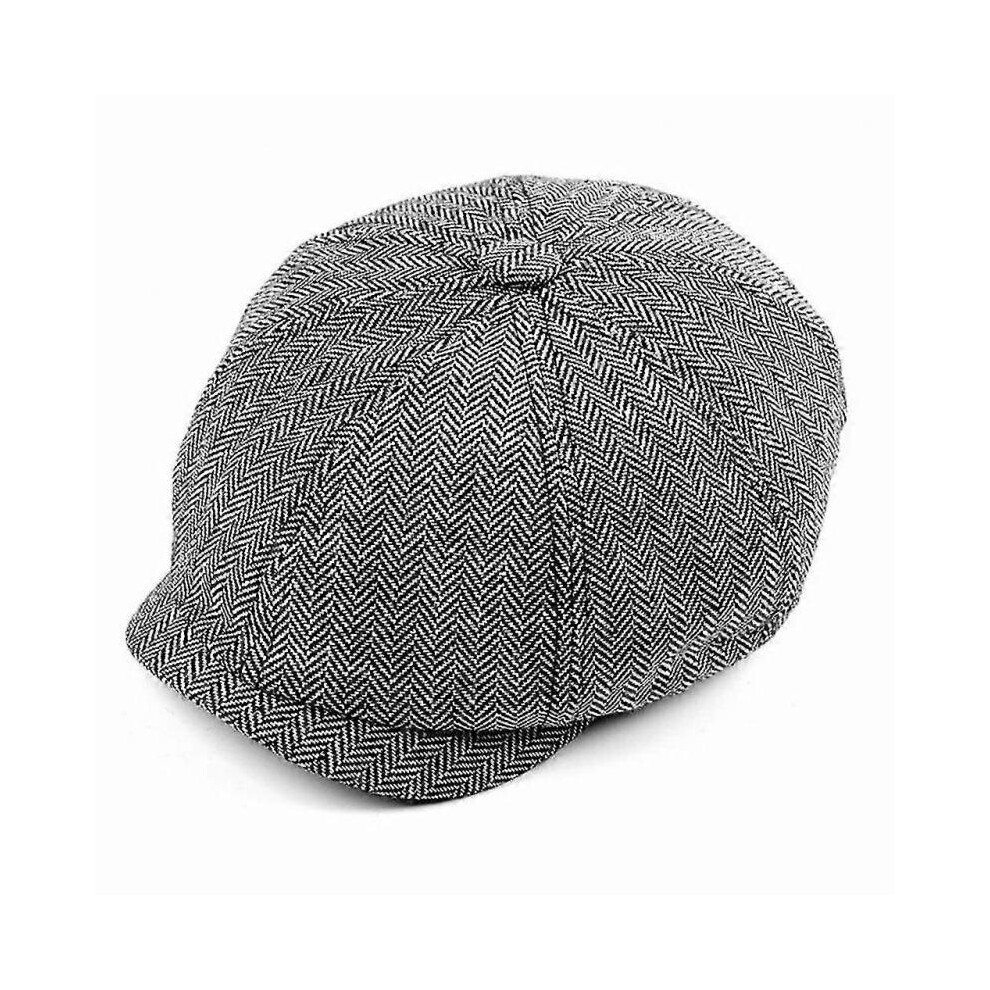 Men's Plaid Herringbone Cap Beret Flat Cap