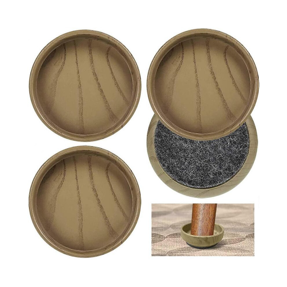 Felt Floor Cups Castors, 60mm 2.4 inch Non Slip Floor Protector for Furniture Feet, Chair Legs, Wooden, Laminate Floors,4PCS