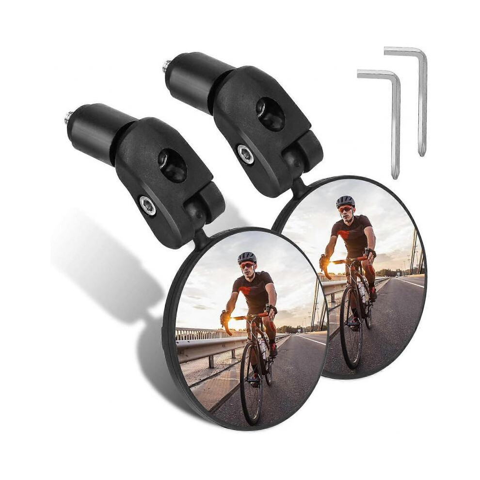 Bike Mirrors, High Definition 360 Adjustable Handlebar Convex Mirror Bike Mirror for Mountain Road Bike Motorcycle Bicycle (2 Pieces)