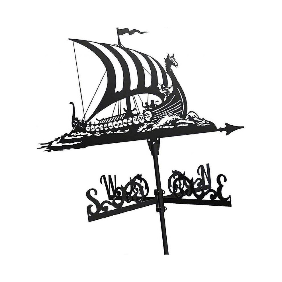 Viking Battleship Metal Weather Vane Vintage Pirate Ship Weather Vane Outdoor Garden Roof