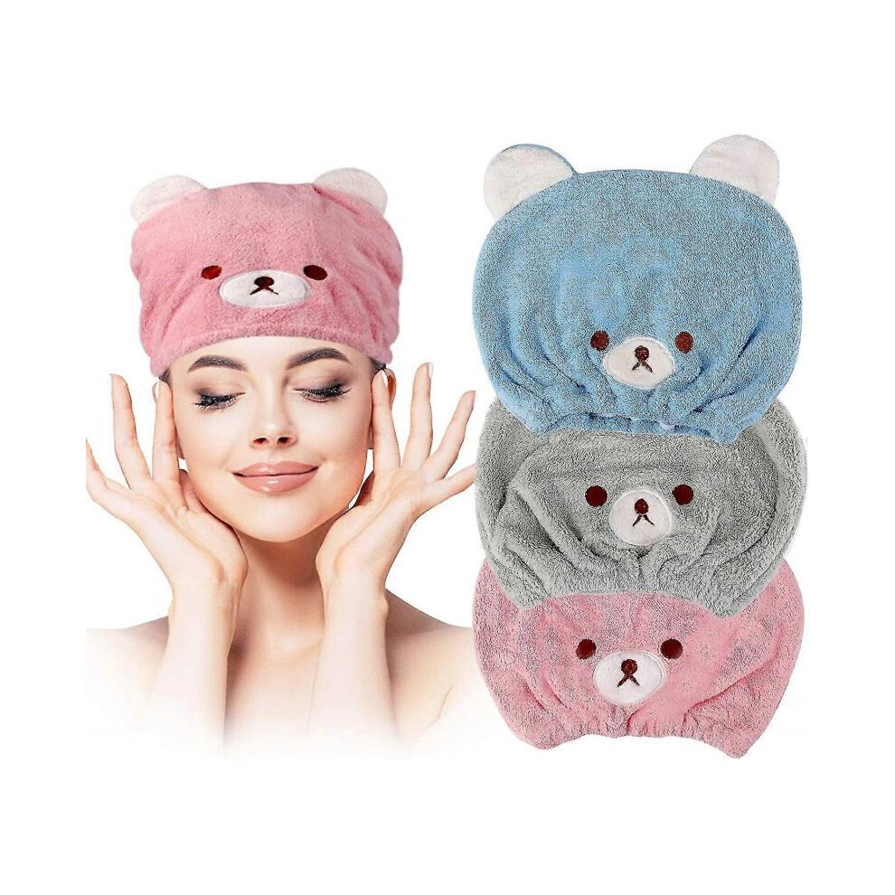 3Pcs Hair Drying Towel Compatible With Kids Girls Soft Absorbent Kids Dry Hair C Coral