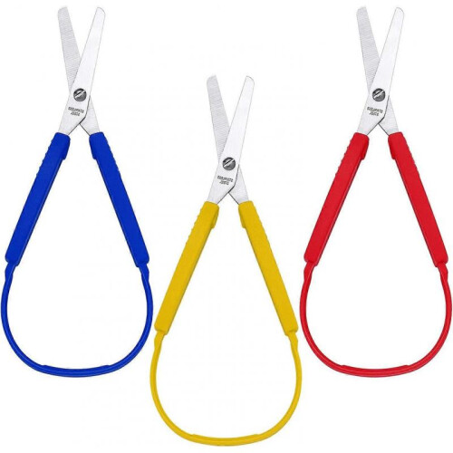 Loop Scissors Colorful Grip Scissors Loop Handle Self-Opening Scissors Adaptive Cutting Scissors