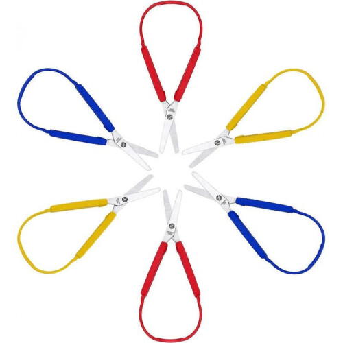 Loop Scissors Colorful Grip Scissors Loop Handle Self-Opening Scissors Adaptive Cutting Scissors 2
